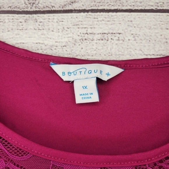 Boutique Plus Fuchsia Stretch Lace Top with Lining Sz 1X - Picture 4 of 6